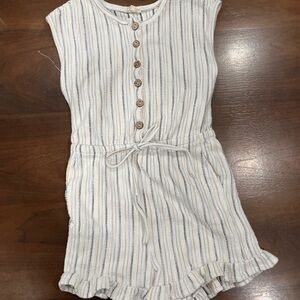 Hayden Kids Striped Romper - White and Tan